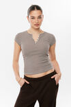 Alexis Henley Tee, SARA STRIPE BAKED BROWN/SOFT ECRU - example image 1