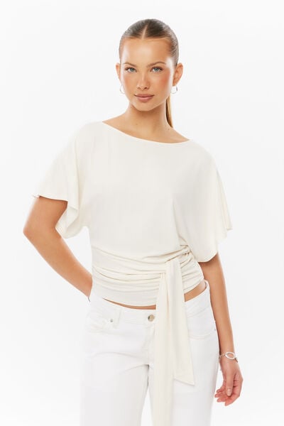 Soft Layla Tie Top, CREAMY WHITE