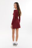 Catie Long Sleeve Ruched Mini Dress, DEEP CHERRY - alternate image 3