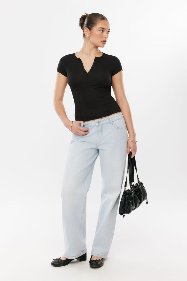 Kendrick Short Sleeve Top, BLACK