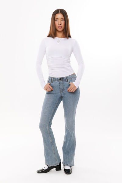 Low Rise Stretch Flare Jean, CLOUDY BLUE