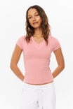 Zaria V Neck Tee, SUNSET CORAL - example image 1
