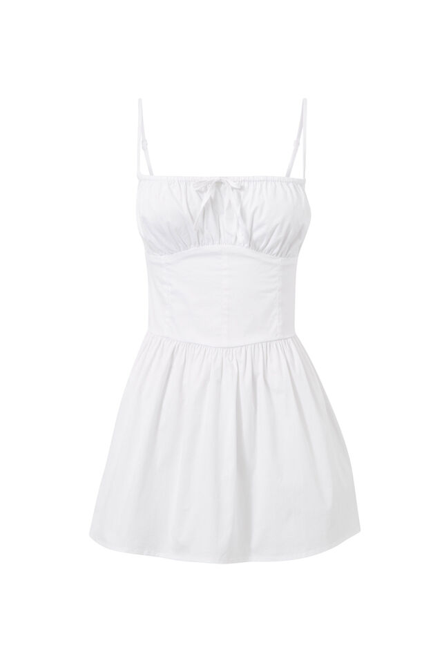 Mary Ruched Mini Dress, WHITE