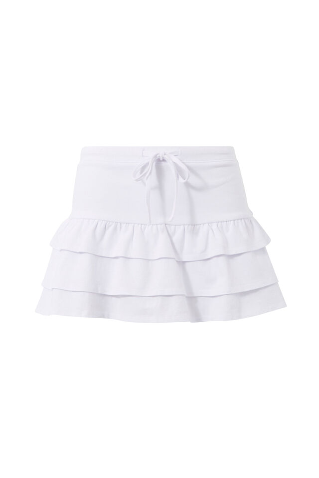 Elena Jersey Frill Mini Skirt, WHITE