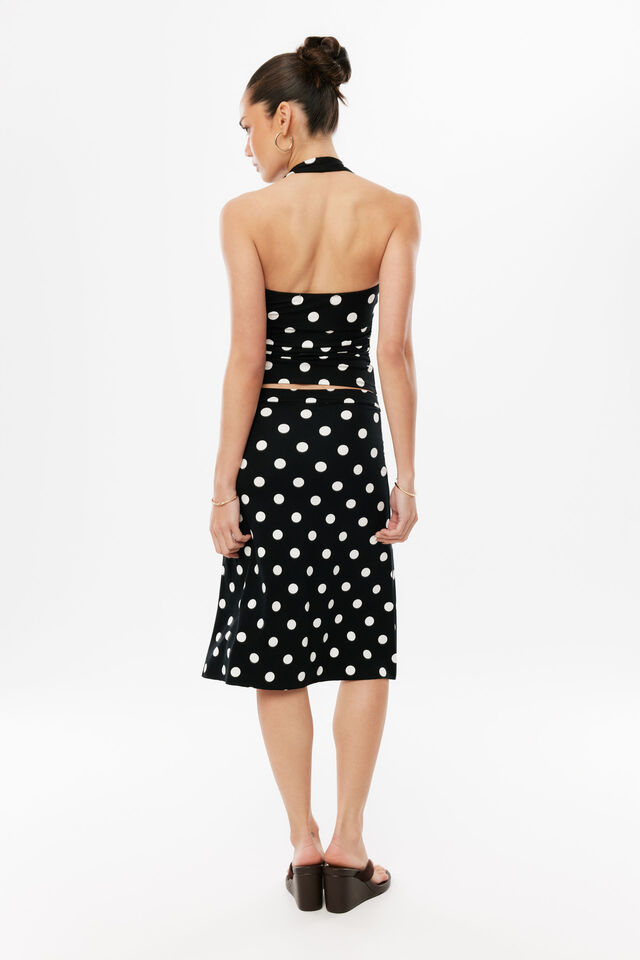 Smooth Demi Midi Skirt, BIANCA SPOT BLACK CREAM
