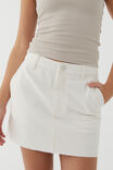 Carpenter Denim Mini Skirt, WARM WHITE - alternate image 3