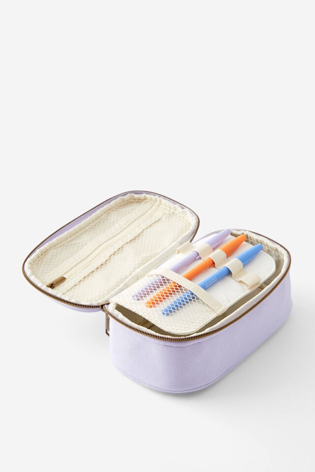 Arlow Pencil Case, GRID LAVENDAR HAZE