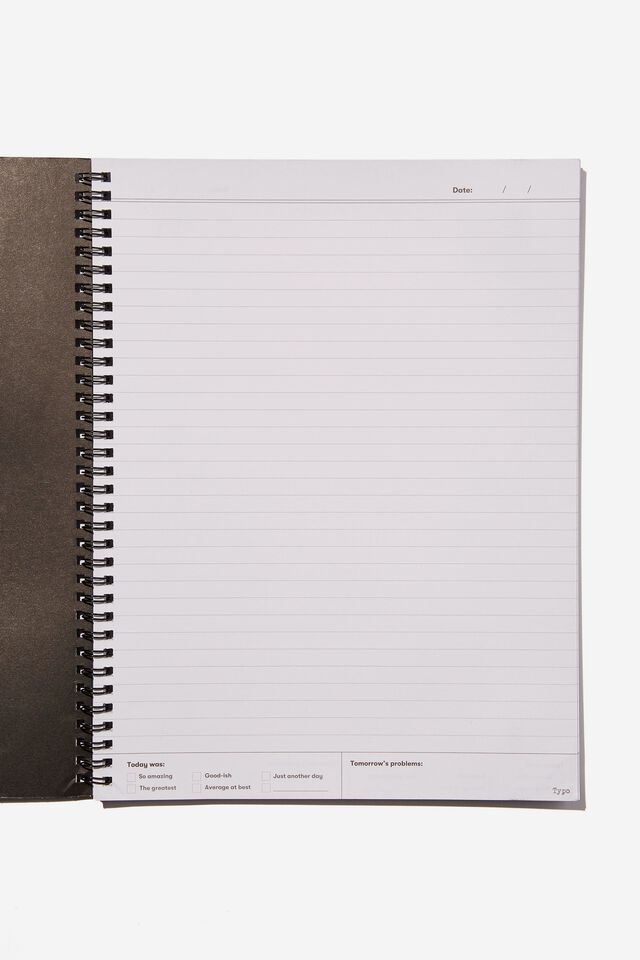 A4 Spinout Notebook Recycled, BLACK/WHITE UNIMPORTANT THOUGHTS