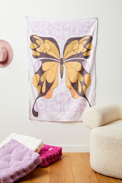 Fabric Wall Hanging, BUTTERFLY CREATE CHANGE