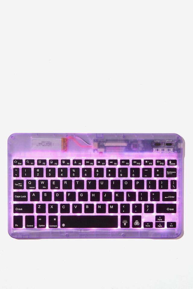Led Wireless Keyboard 10 Inch, LILAC TRANSPARENT