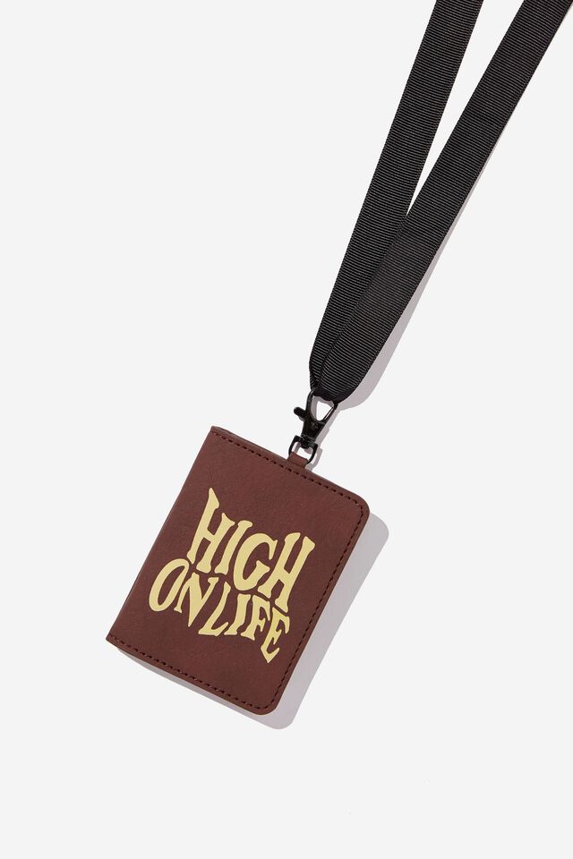 Card Holder With Lanyard, BLUNT BROWN HIGH ON LIFE