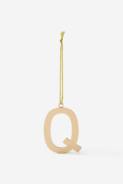 Metal Alphabet Christmas Ornament, GOLD Q