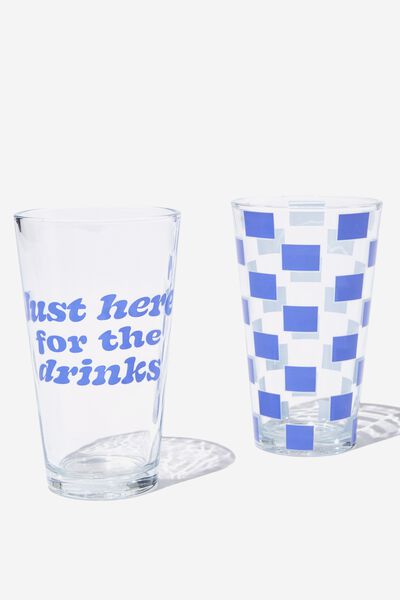 Glass Tumbler Set Of 2, JUST HERE FOR THE DRINKS