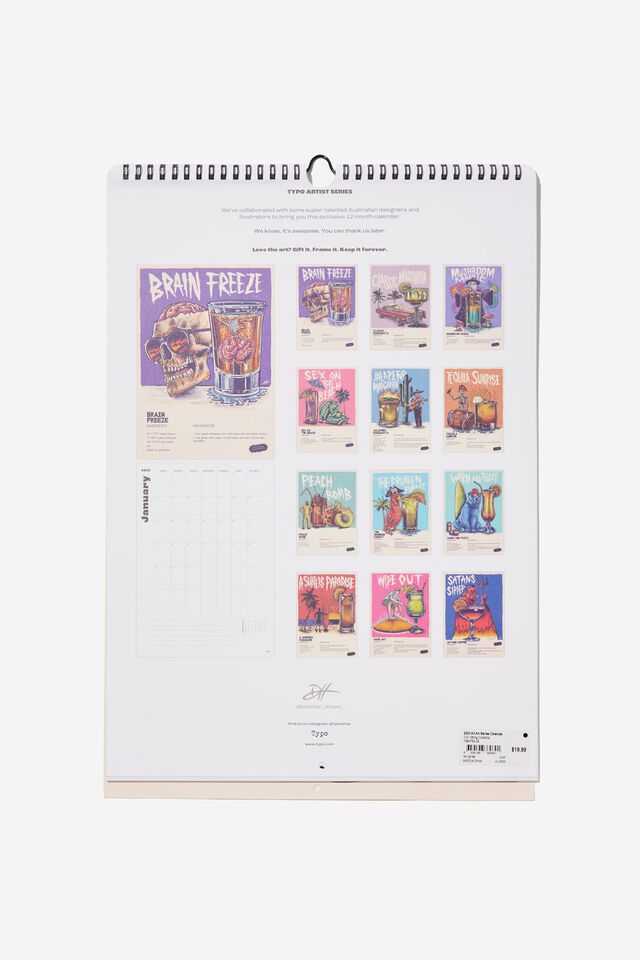 2023 A3 Art Series Calendar, VIBING COKTAILS!