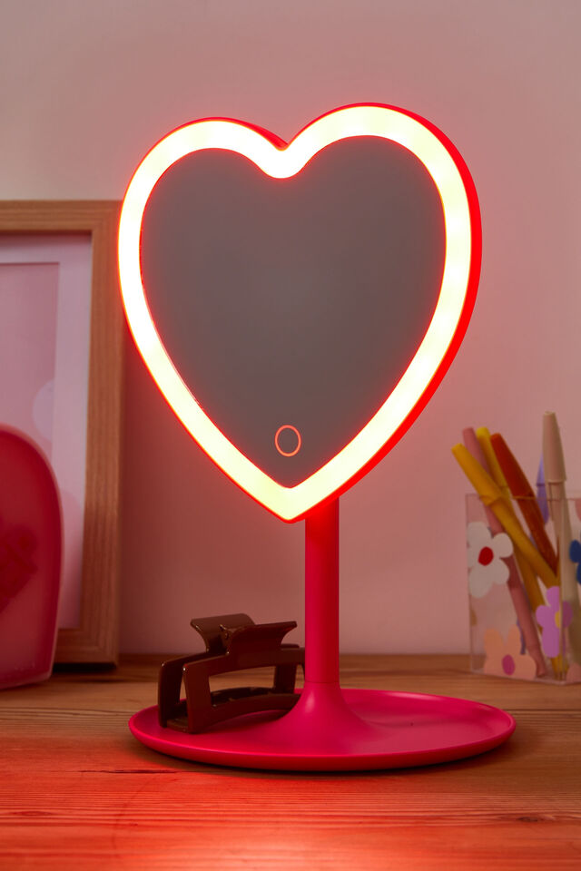 Shaped Mirror Desk Lamp, SIZZLE PINK HEART