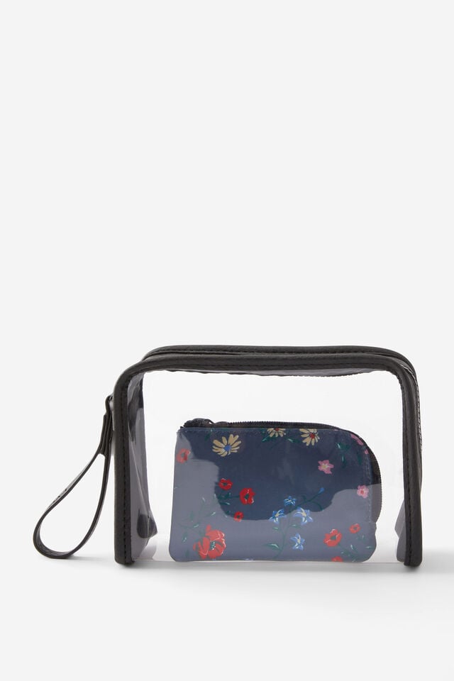 Clear Carry On Duo Case, WILDFLOWER / STORM BLUE BLACK