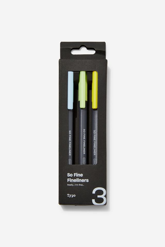 So Fine Fineliner 3Pk, ARCTIC BLUE, LIME & YELLOW