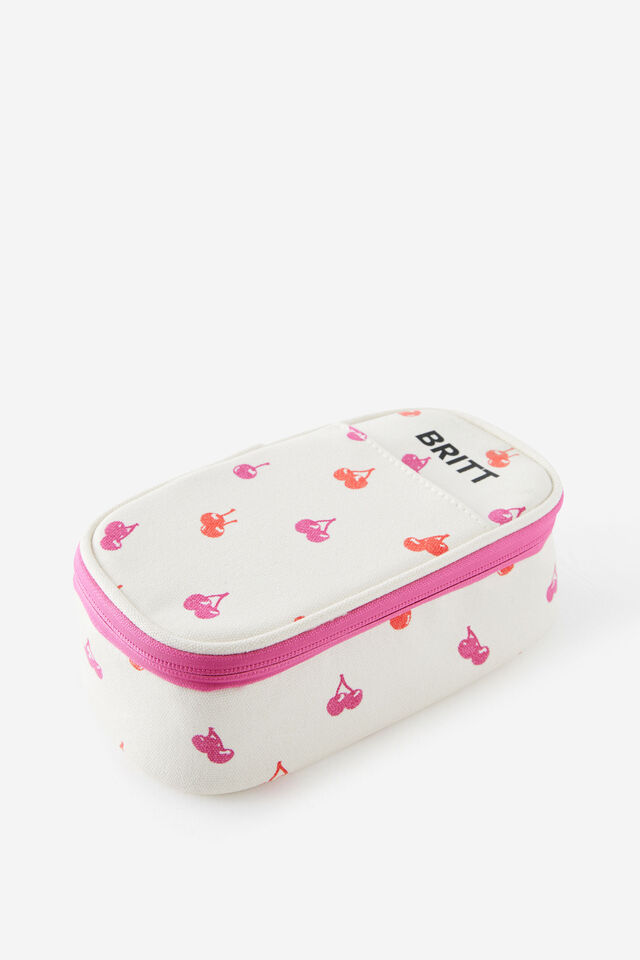 Personalised Arlow Canvas Pencil Case, ECRU DITSY CHERRIES