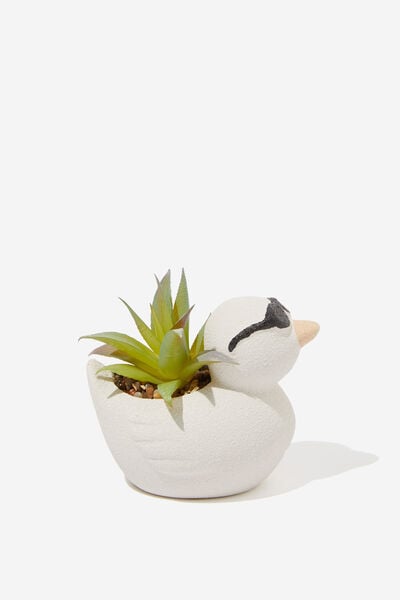 Tiny Shaped Planter, ROUGH WHITE DUCK