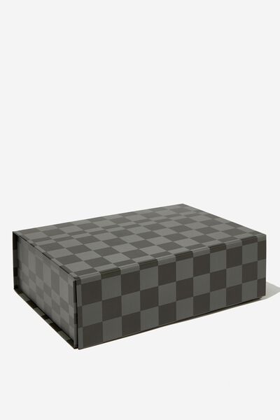 Flat Pack Box Medium, BLACK CHECKERBOARD