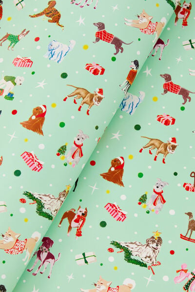 30M Christmas Wrapping Paper Roll, CHRISTMAS DOGGIES