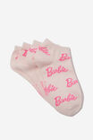 2 Pk Of Ankle Socks, LCN MAT BARBIE PINK LOGO YDG (S/M) - alternate image 1