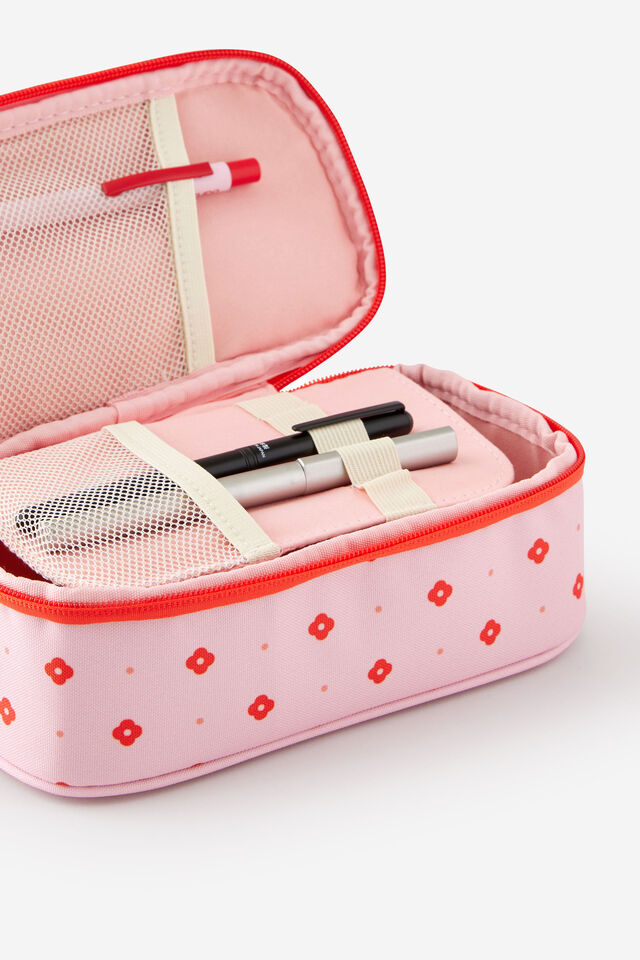 Arlow Pencil Case V2, STRAWBERRY RETRO FLORAL DAISY
