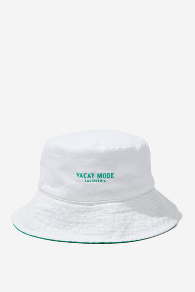 Reversible Bucket Hat, VACAY MODE WHITE TEAL