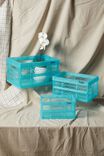 Large Foldable Storage Crate, TRANSPARENT DUSTY TORQUISE