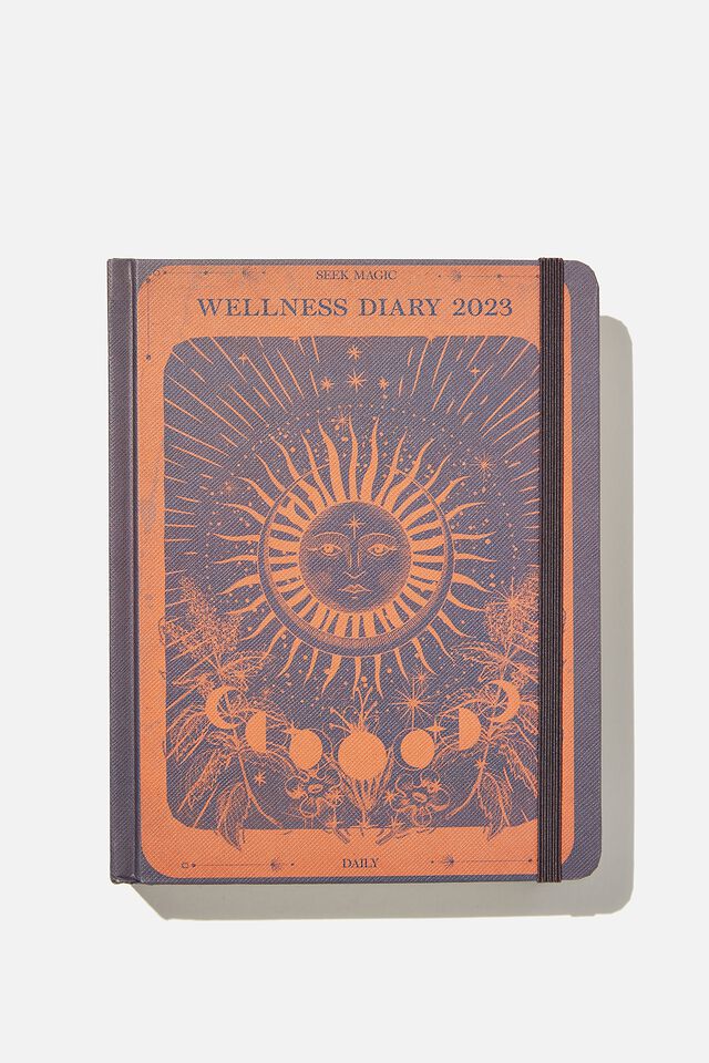 2023 Small Daily Wellness Diary, ORANGE MOON SUN