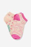 2 Pk Of Ankle Socks, LCN CLC CARE BEARS YDG & HEARTS (S/M) - alternate image 1