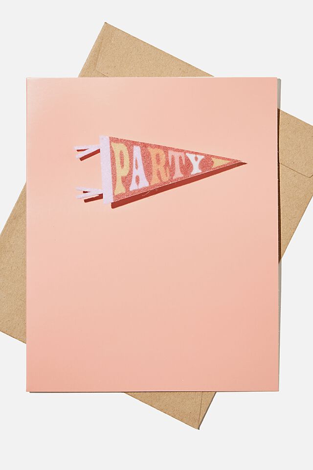 Premium Funny Birthday Card, PARTY PENNANT BADGE