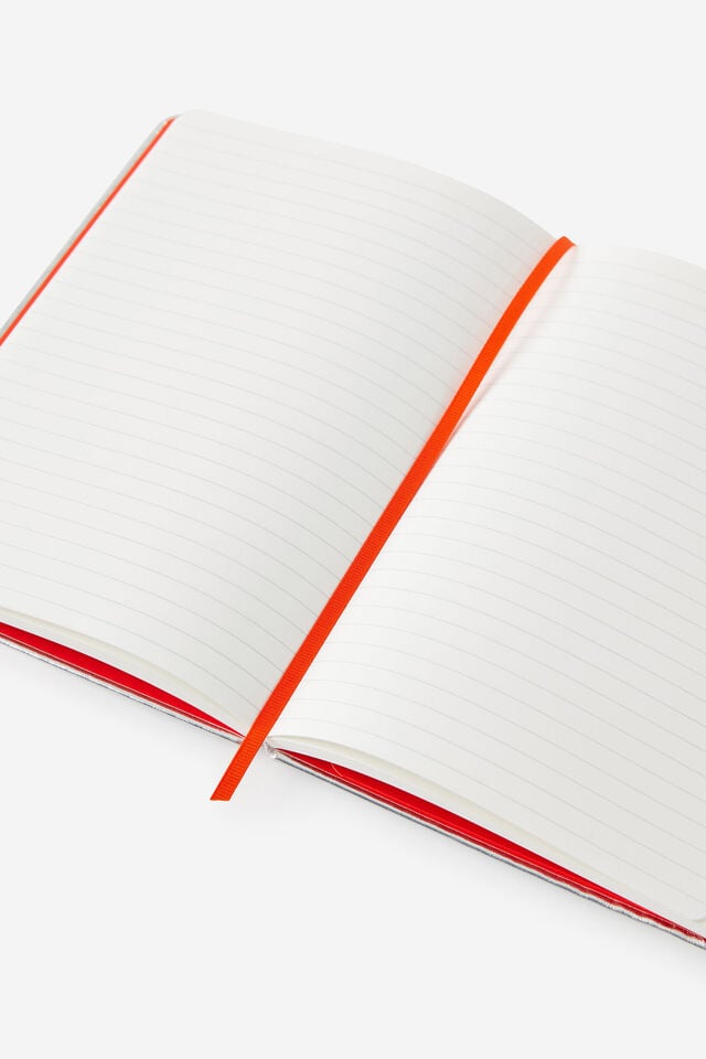 A5 Hard Lined Notetaker Notebook, CHROME LAVA RED