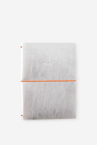 Personalised A5 Notebook Cover, CHROME