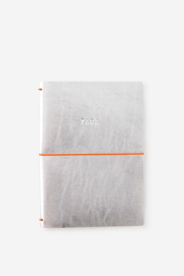 Personalised A5 Notebook Cover, CHROME