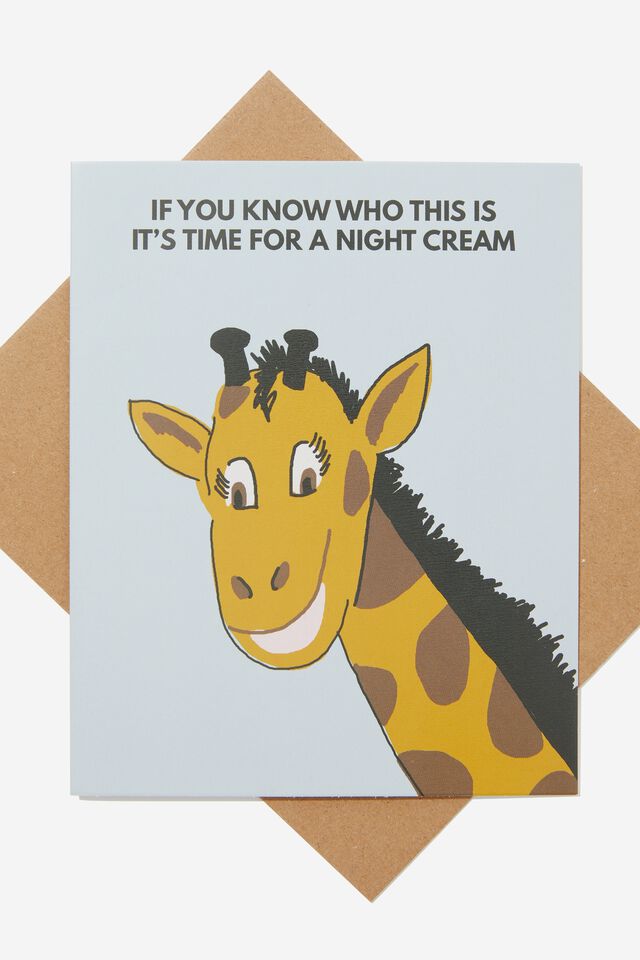 Funny Birthday Card, RG AUS TIME FOR NIGHT CREAM GIRAFFE