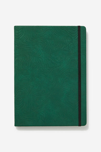 A4 Premium Buffalo Journal, TOPOGRAPHIC TRAIL HERITAGE GREEN DEBOSSED
