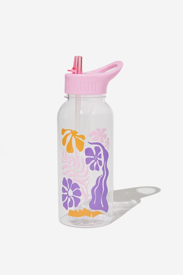 Drink It Up Bottle, ABSTRACT FLORAL CLEAR