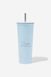 Metal Smoothie Cup, DRINK HAPPY THOUGHTS BLUE - alternate image 1