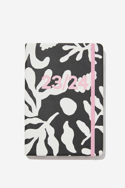 2023 24 A5 Weekly Buffalo Diary Recycled Mix, ABSTRACT FOLIAGE BLACK AND WHITE INVERT