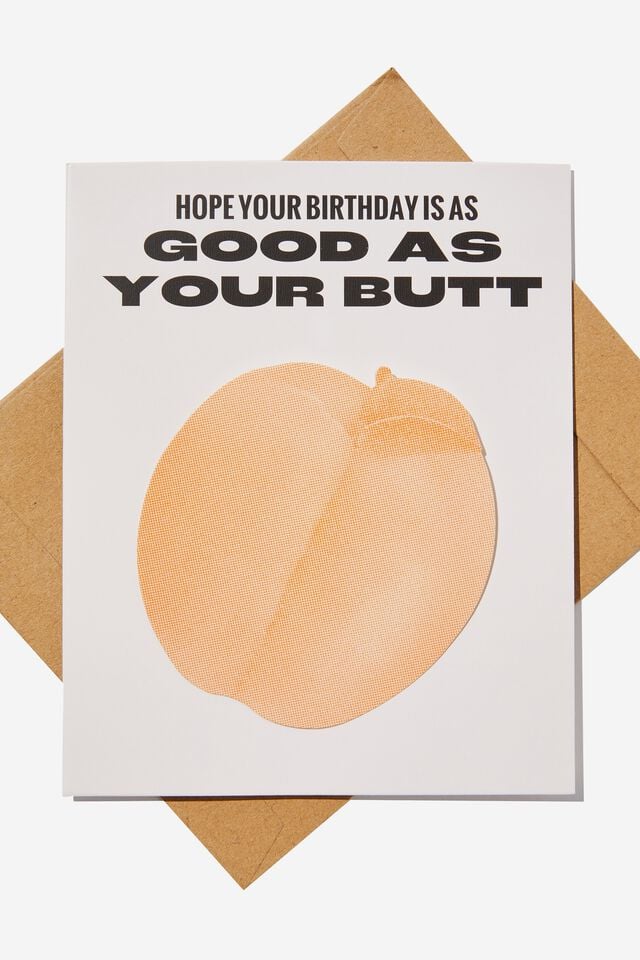 Premium Funny Birthday Card, BOBBLE PEACH GOOD AS YOUR BUTT