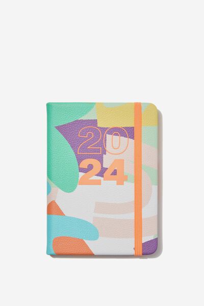 2024 A6 Weekly Buffalo Diary, ABSTRACT FLORAL APRICOT CRUSH