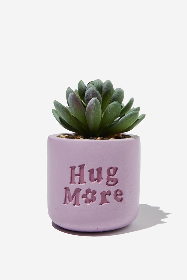 Tiny Planter With Plant, PALE LAVENDER SPECKLE HUG MORE