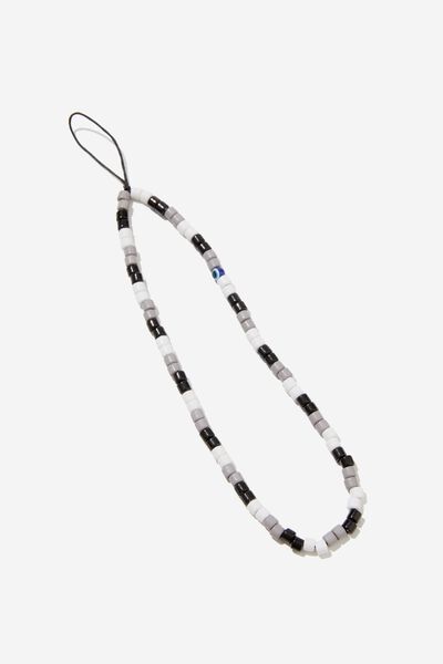 Carried Away Phone Charm Strap, BLACK WHITE / MULTI BEADS