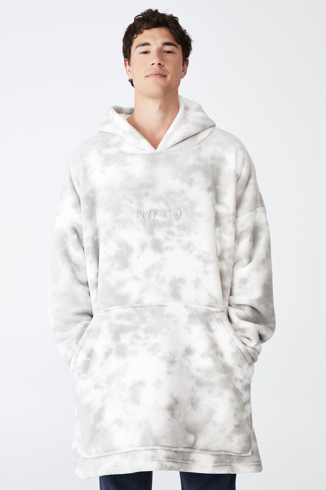 Slounge Around Oversized Hoodie, SPACEY TIE DYE COOL GREY