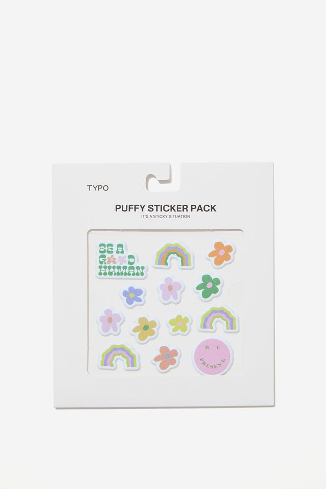 Puffy Sticker Pack, BE A GOOD HUMAN DAISIES