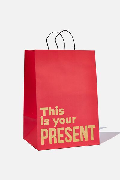 Get Stuffed Gift Bag - Large, THIS IS YOUR PRESENT RED GOLD
