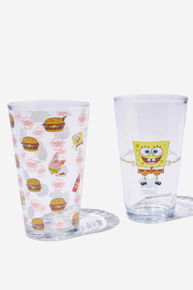 SpongeBob Glass Tumbler Set of 2, LCN NIC SPONGEBOB