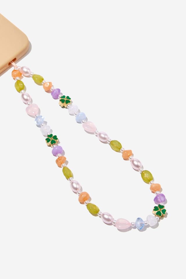 Carried Away Phone Charm Strap, LUCKY CLOVER/ MULTI