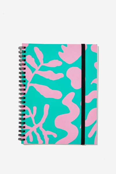 Small Spinout Notebook, ABSTRACT FOLIAGE JUNGLE TEAL
